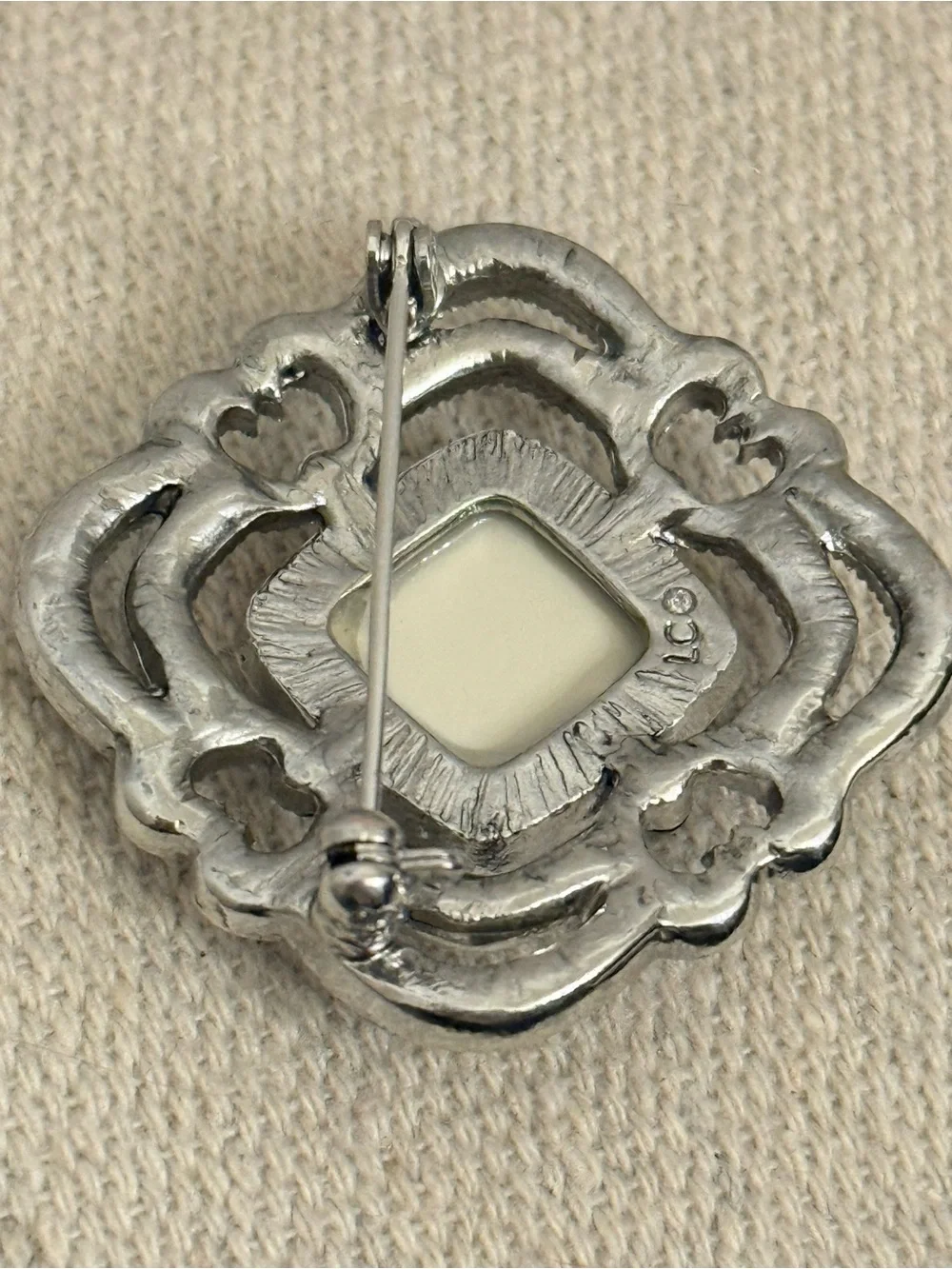Vintage Liz Claiborne Art Deco Marcasite Brooch 1.5”
